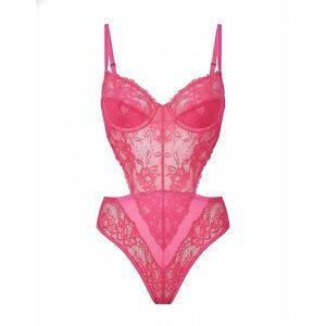 Mucci NWT Lia Underwire Cutout Lace Lingerie Bodysuit Rosa Medium